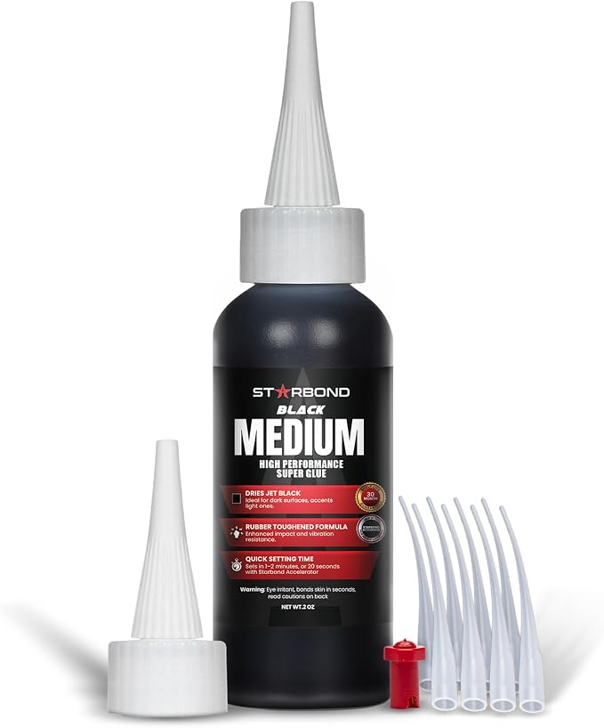 Starbond Black Medium CA Glue, Premium Cyanoacrylate Super Glue, Crack Filler by STARBOND