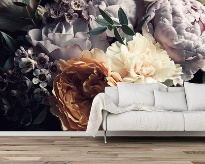 Floral Wallpaper Mural for Bedroom Orange Flower Wall Mural Living Room - Image 3