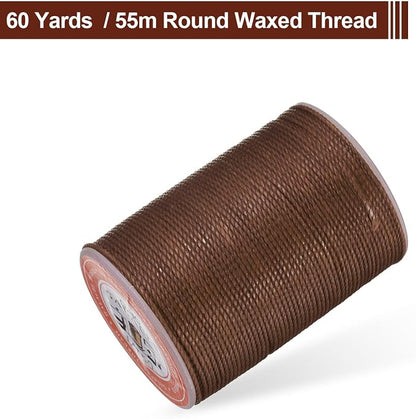 uxcell Round Leather Sewing Waxed Thread, 55m / 60 Yards Wax Polyester String - Image 3
