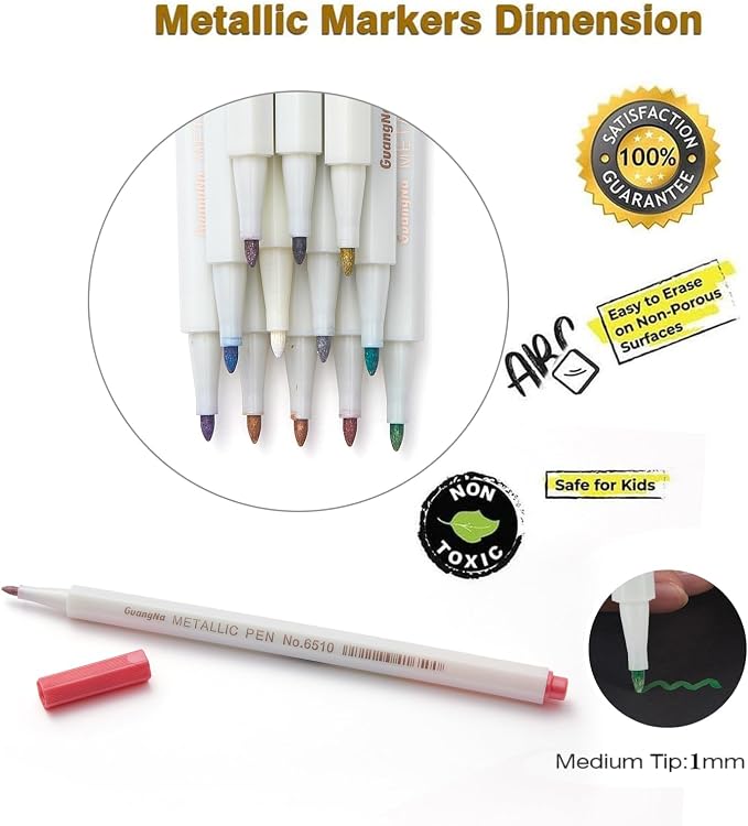 YUANCHENG Metallic Marker Pens, Rock Painting, Easter Egg, Halloween Pumpkin - Image 3