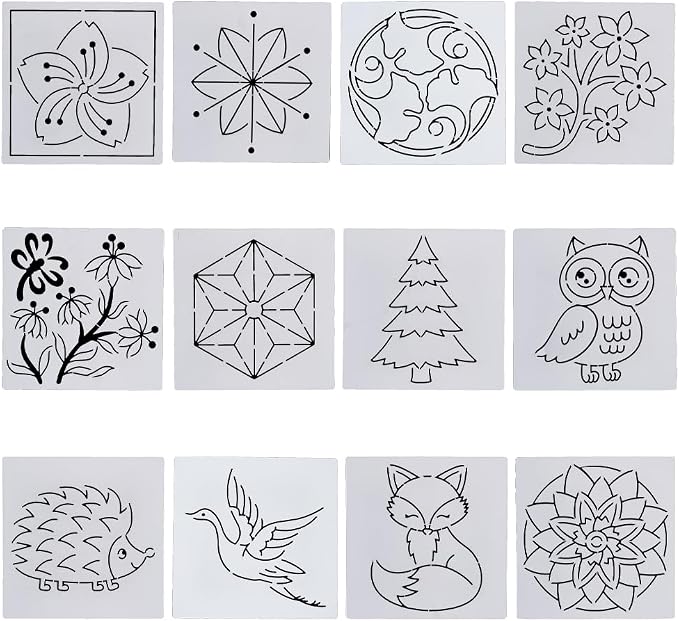 FREEBLOSS Sashiko Stencil Christmas Tree Embroidery Patterns Stencils by FreeandCreativeCraftsArt