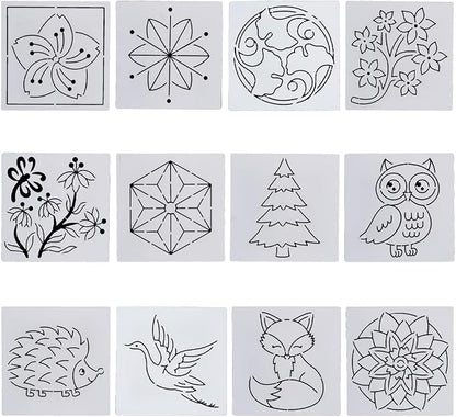 FREEBLOSS Sashiko Stencil Christmas Tree Embroidery Patterns Stencils by FreeandCreativeCraftsArt
