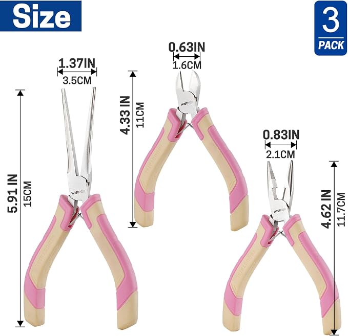 3 PCS Mini Pliers Set, Diagonal and Long Nose, Small Plier Tool - Image 2