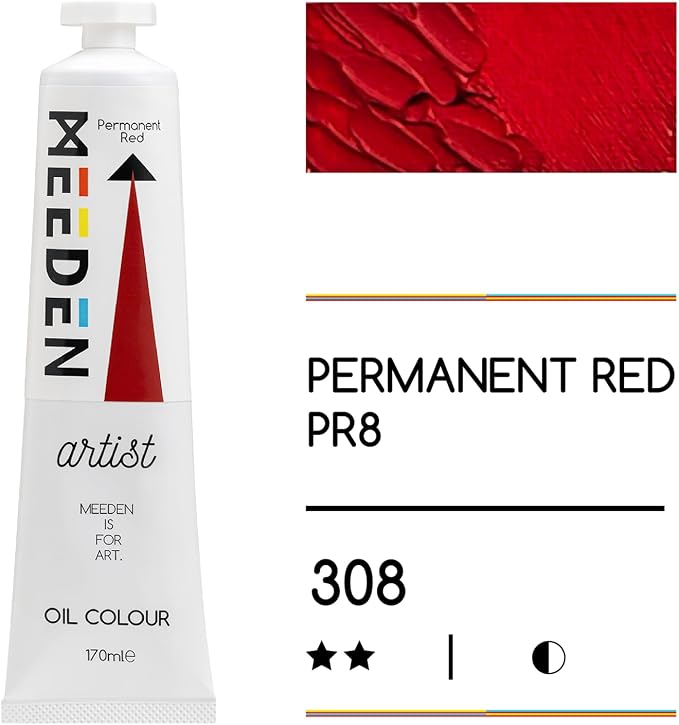 MEEDEN Artist Grade Oil Paint: Permanent Red - 170ml/5.7oz Tube - Professional - Image 2