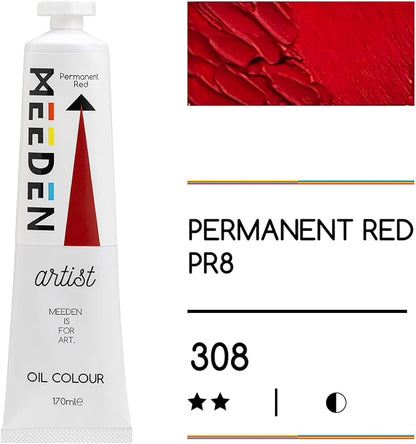MEEDEN Artist Grade Oil Paint: Permanent Red - 170ml/5.7oz Tube - Professional - Image 2