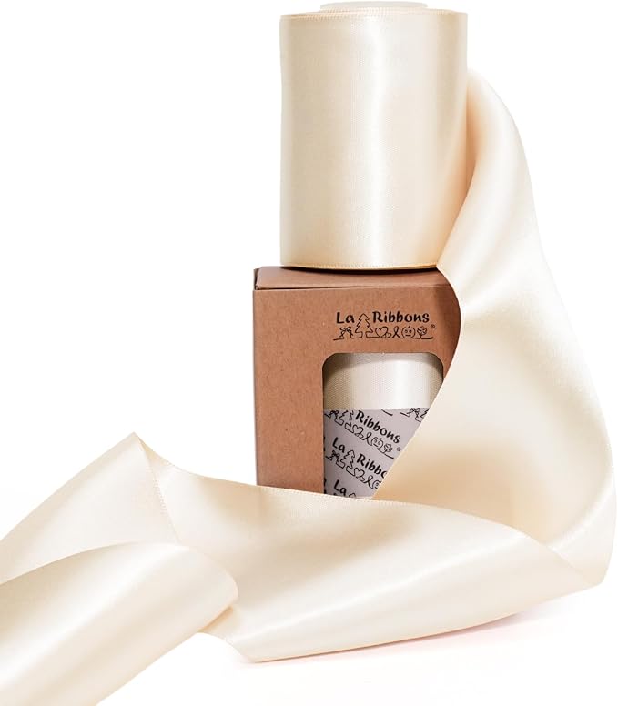 LaRibbons Nude Satin Ribbon 3 Inch 10 Yards Double Faced Luxury Nude Silk Ribbon by LaRibbons