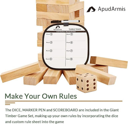 ApudArmis 54 PCS Tumble Timber Set, Pine Wooden Tumble Tower Game - Image 3