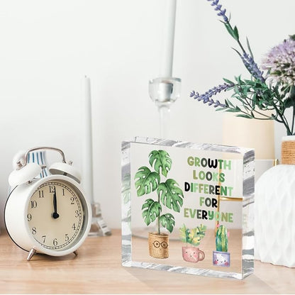 Inspirational Quote Desk Decor Acrylic Sign 4X4 Inch, Watercolor Greenery - Image 6