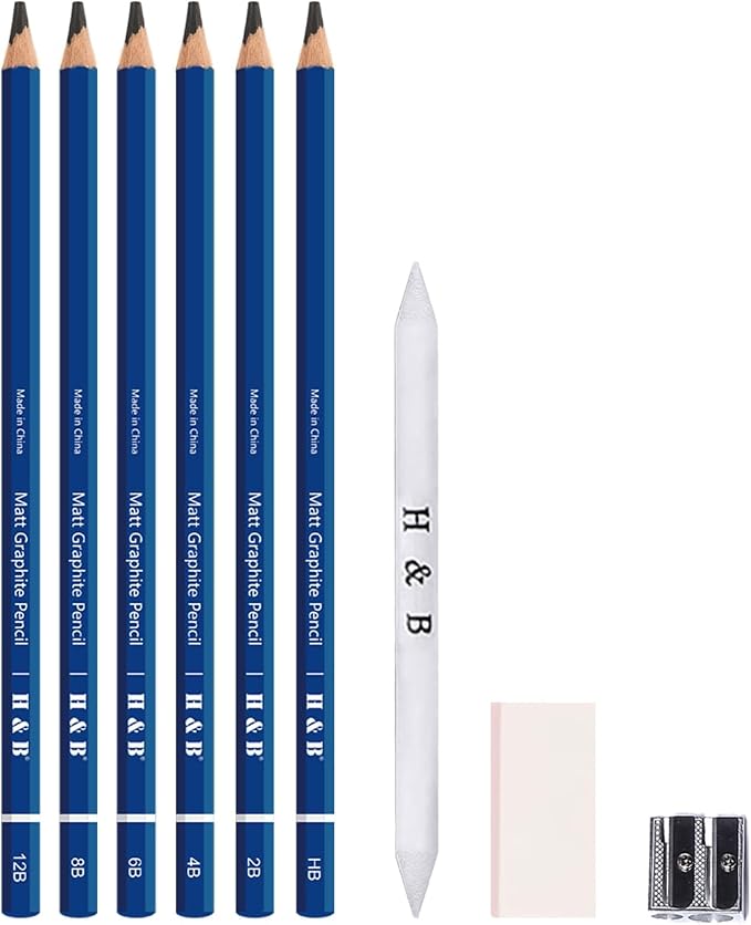 H & B Profession Sketch Pencils 9-Piece, Matte Sketch pencils, Sketch Pencil Set - Image 4