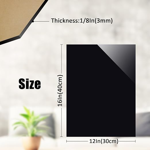 16×12In Black Acrylic Sheet for Laser Cutting 3mm Thick Hard Laser Acrylic - Image 2