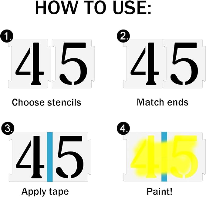 YEAJON 8 Inch Curb Stencil Kit 0-9 Address Number Stencils - Image 3