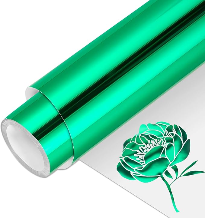 VINYL FROG Metallic Foil HTV Vinyl Roll 12" x5ft Green Chrome Heat Transfer by VINYLFROG