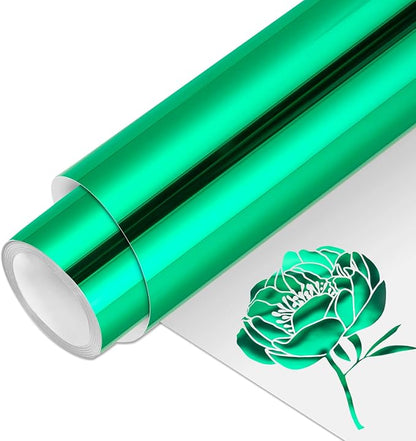 VINYL FROG Metallic Foil HTV Vinyl Roll 12" x5ft Green Chrome Heat Transfer by VINYLFROG