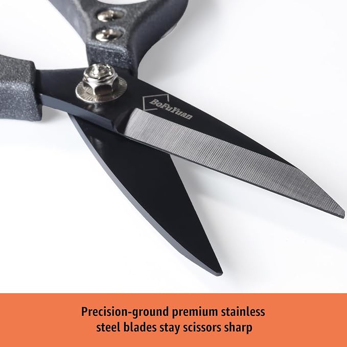 Heavy Duty All Purpose Scissors, Stainless Steel Blades, Frosted Gray Comfort - Image 2