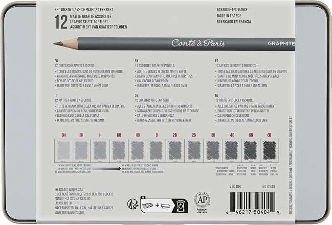 Conté à Paris 12 Count Assorted Graphite Pencil Drawing Set - Image 7