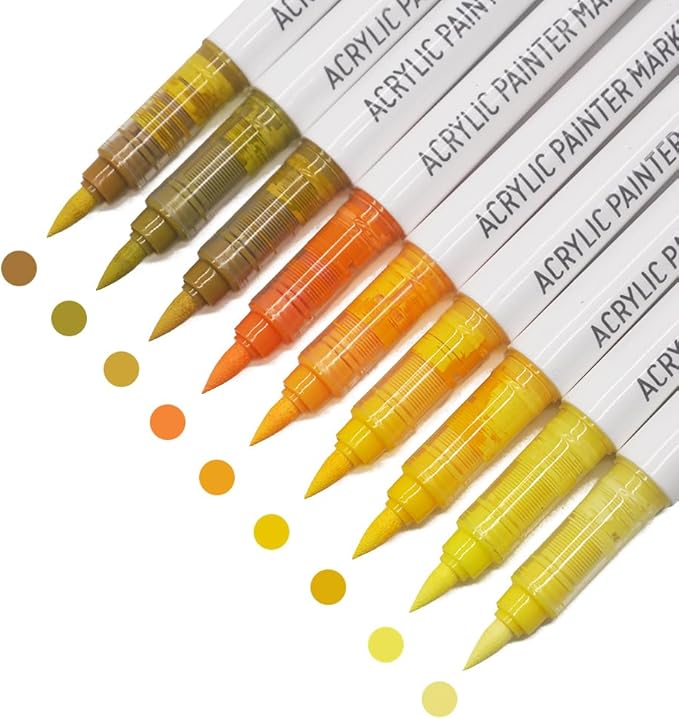 Water Based Acrylic Paint Markers, 9 Colors Acrylic Paint Pens Set by Yolaka
