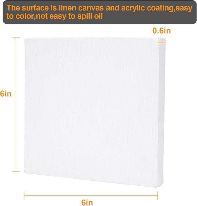 CertBuy Stretched Canvas 6 x 6 inch, 24 Pack 100% Cotton Blank Canvas Board - Image 2