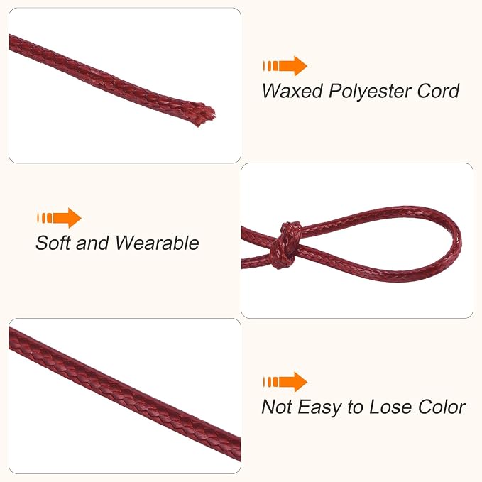 MECCANIXITY Waxed Cord 0.5mm Waxed Polyester Cord 175 Yard Wax String - Image 3