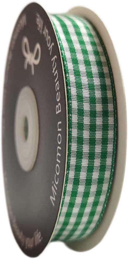 Green Gingham Plaid Checked Ribbon 25 Yards Each Roll 100% Polyester - Image 9