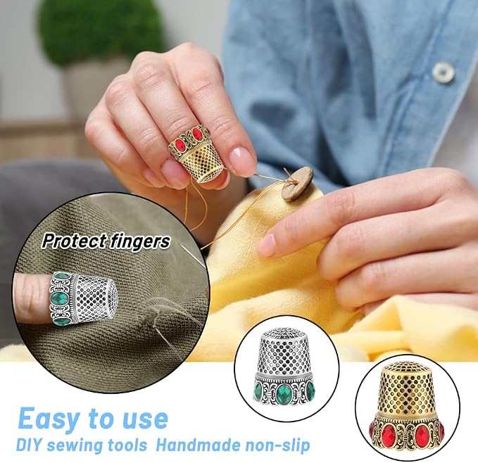 2 Pcs Vintage Sewing Thimble, Quilting Thimbles, Sewing Thimble Finger Protector - Image 5