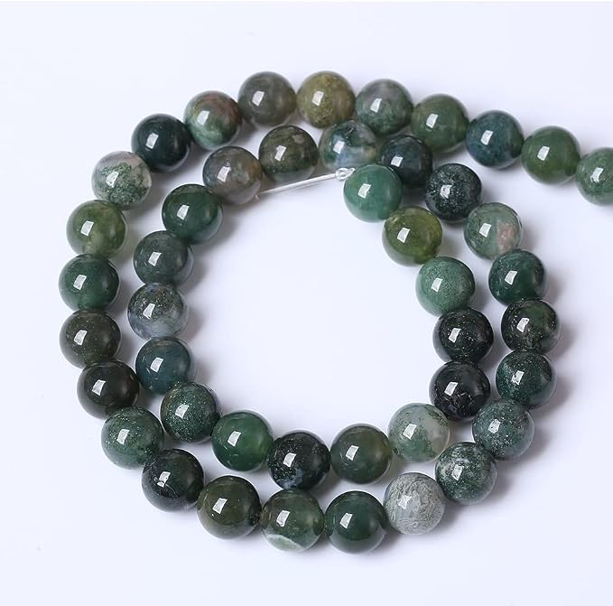 90PCS 4mm Natural Green Moss Agate Beads Gemstone Round Loose Spacer Beads - Image 5