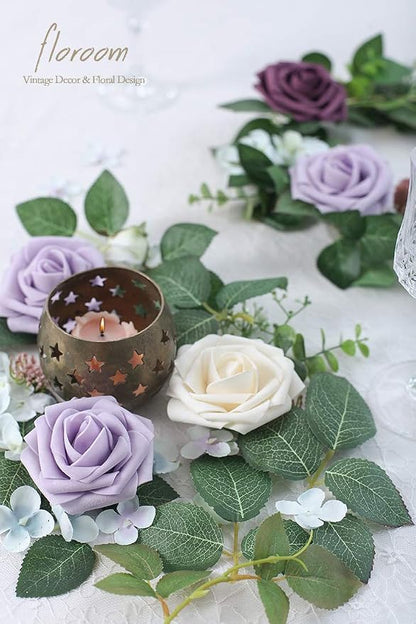 Floroom Artificial Flowers 50pcs Real Looking Lilac Foam Fake Roses - Image 2