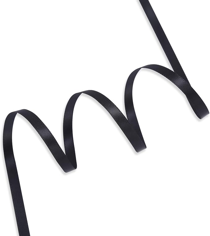Humphrey's Craft 1/4 Inch Black Double Faced Satin Ribbon - Image 2