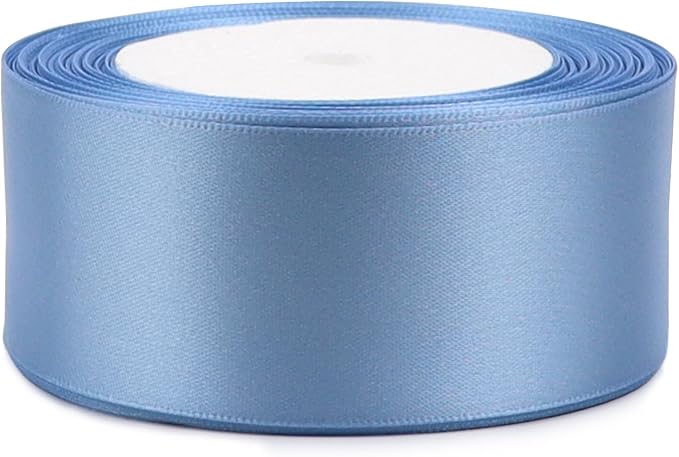 Lake Blue Solid Satin Ribbon 1-1/2 Inch 25 Yards Solid Polyester Fabric Ribbon - Image 3