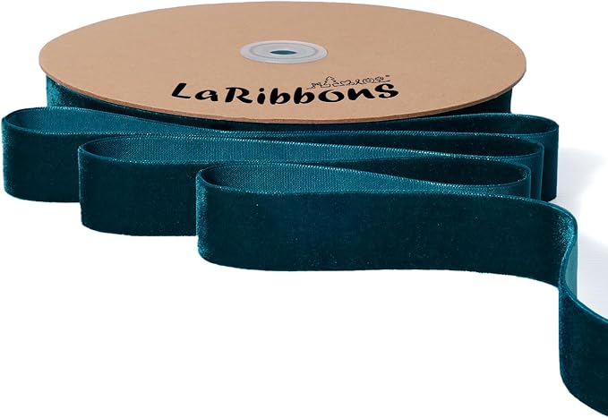 LaRibbons Thin Velvet Ribbon 1 Inch x 25 Yards, Dark Blue Velvet Ribbon by LaRibbons