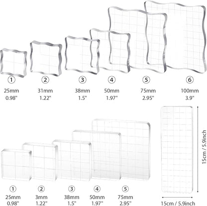 12Pcs Acrylic Stamp Block Clear Stamping Blocks Tools Set Assorted Sizes Stamp - Image 2
