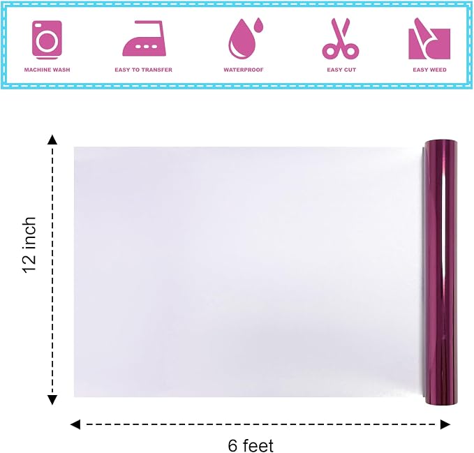 ROFISUESheet MetallicFoil HeatTransferVinyl Metallic Rose, 12Inch*6Ft - Image 2