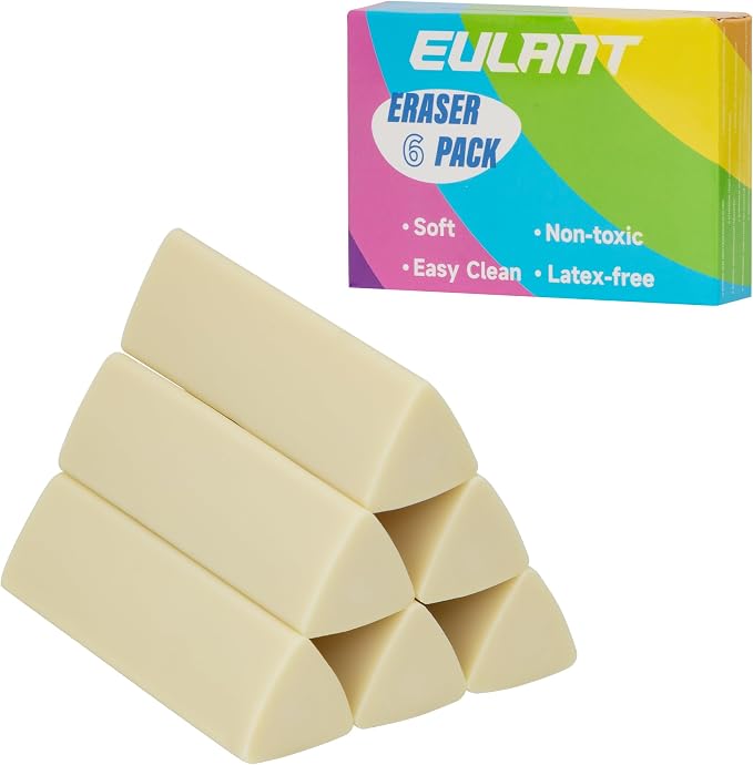 EULANT Pencil Erasers 6 Pieces, Soft Art Erasers by EULANT