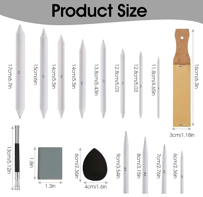 43 Pcs Blending Stumps for Drawing Tortillions Blending Sticks Paper Art - Image 2