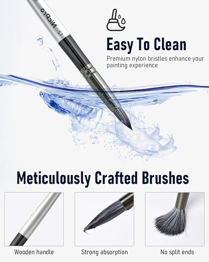 Nicpro 36pcs Paint Brush Set, Professional Paintbrushes - Image 4