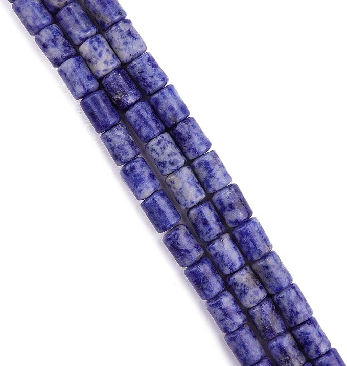 Natural Blue Sodalite Cylinder Stone Loose Semi Gemstone Beads - Image 3