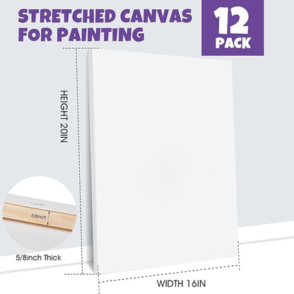 ESRICH Stretched Canvas for Painting 16x20 Inch, Primed Acid-Free Cotton Blank - Image 2