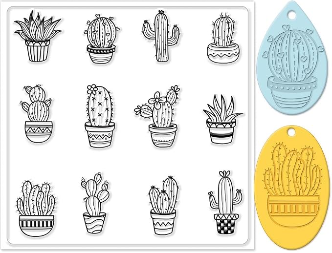 CHGCRAFT Polymer Clay Texture Sheet Cactus Clear Clay Texture Mat Silicone by chgcraft