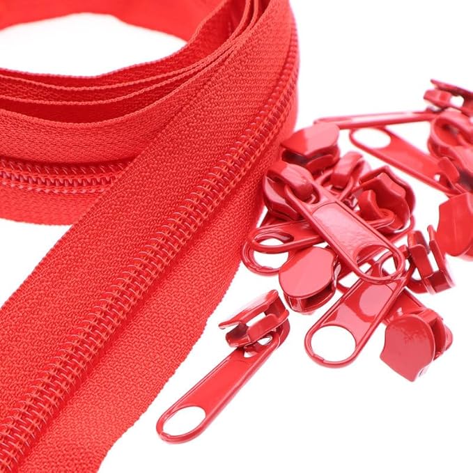 Leekayer #5 Red Nylon Zippers by The Yards Bulk 10 Yards Coil Zipper Tape by Leekayer
