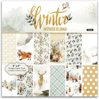 Winter Woodland Scrapbook Paper Pad 6x6 Inch – 24 Sheets | Deer, Polar Bear by SXUSALLC