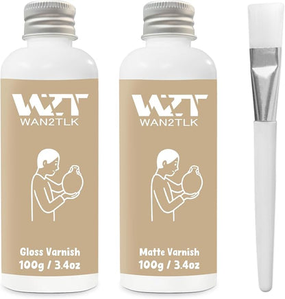 Air Dry Clay Glaze & Varnish 2-Pack - 100ml Each by WAN2TLK