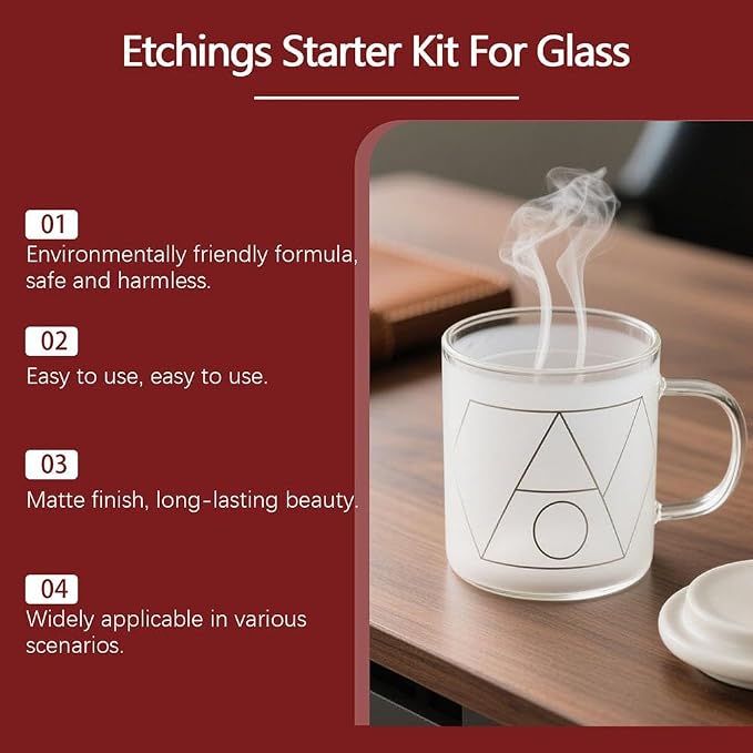 10oz Frosted Etch Starter Kit for Glass, Glassware Etching Kit Creates - Image 8