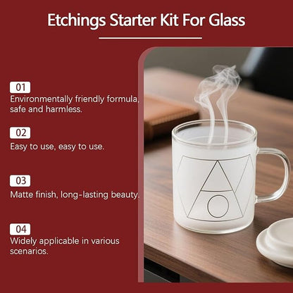 10oz Frosted Etch Starter Kit for Glass, Glassware Etching Kit Creates - Image 8