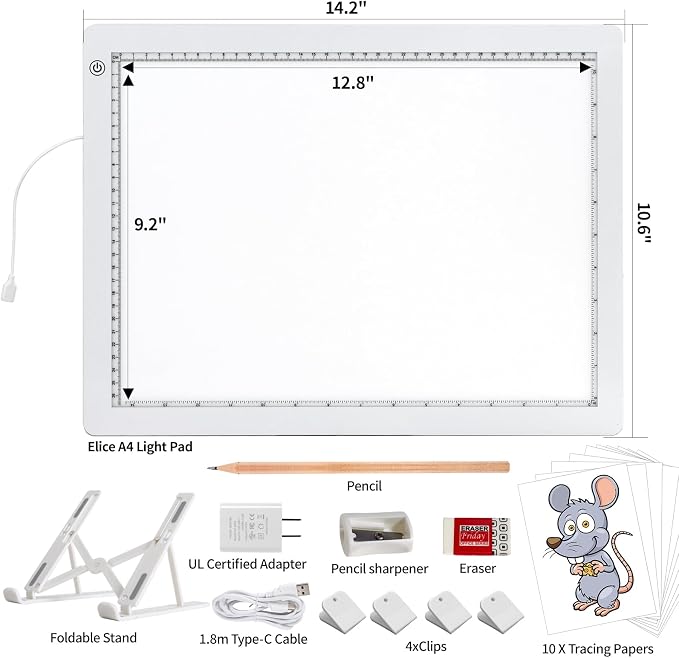 A4 LED Light Box for Tracing, elice Artist Drawing Lightbox Light Table Light - Image 6