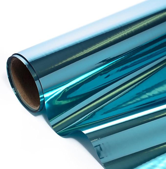 Anderson's Light Blue Shiny Metallic PVC Roll: 47" x 100' Flame-Resistant Event by Andersons
