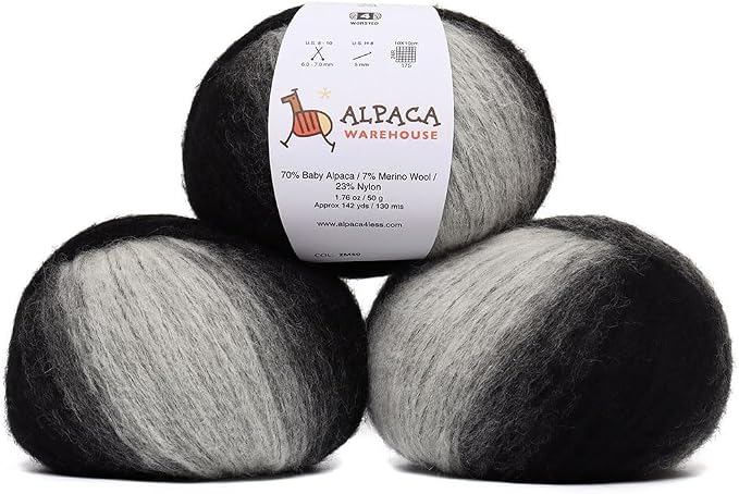Pullu - Baby Alpaca Merino Wool Yarn Set of 3 Skeins Worsted Weight - Sourced by ALPACAWAREHOUSE