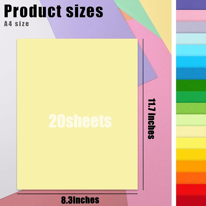 KOOGEL 20PCS Colored Paper, Including 10 Sheets 120gsm Construction paper & 10 - Image 2