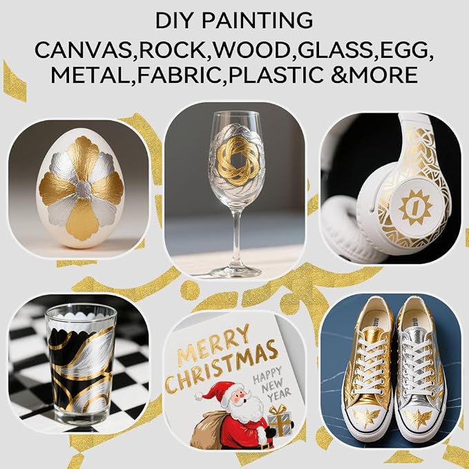 TRANSON 4 Silver and 4 Gold Paint Markers Brush and Bold Dual-tip Acrylic Paint - Image 2