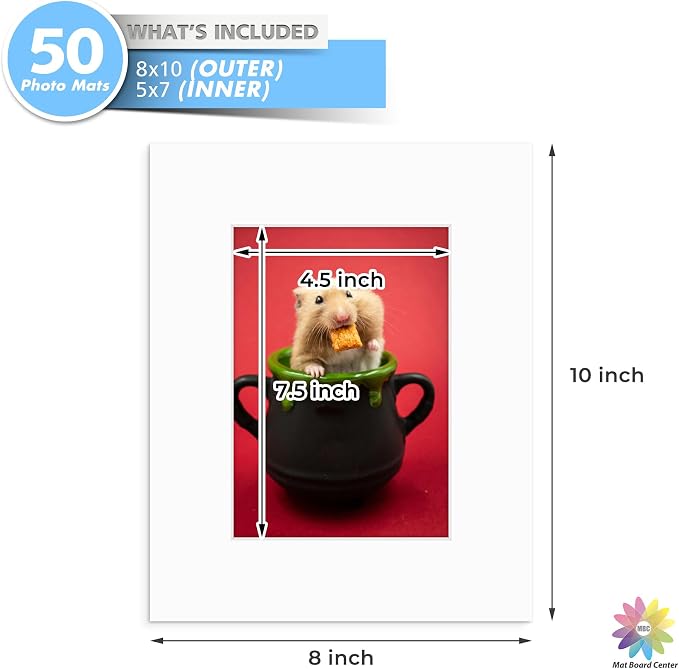Mat Board Center, 8x10 for 5x7 White Mats - Image 3