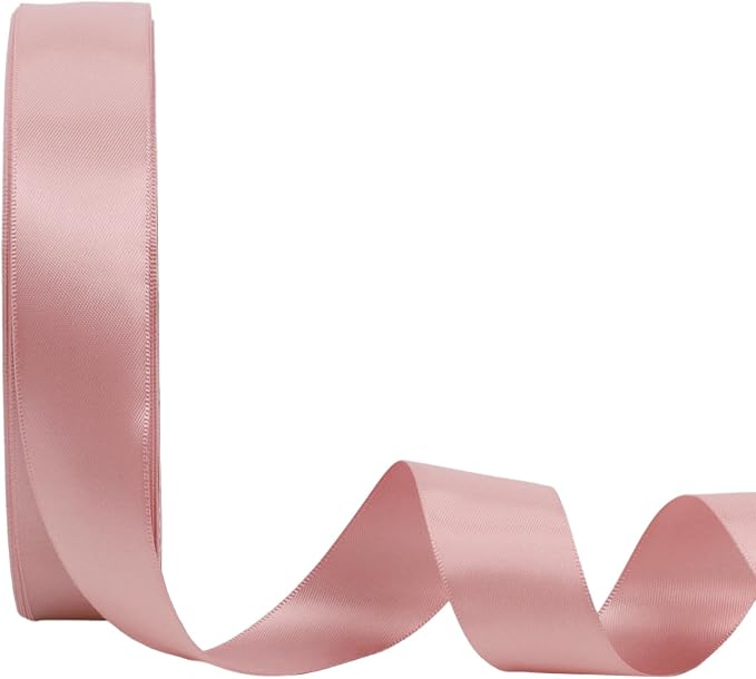 LaRibbons 1 Inch 50 Yard Double Faced Satin Ribbon, Dust Pink Satin Craft by LaRibbons