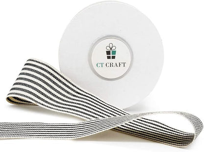 CT CRAFT LLC Ivory Cotton Black Stripes Ribbon 1.5" x 10 Yards - Image 6
